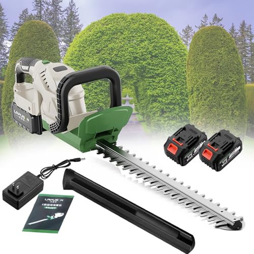 Taille-Haie Sans Fil 21V Taille-Haie électrique avec Batterie 3,9 Ah et Chargeur Inclus, Taille-Haie Portatif avec écran LED, Taille-Arbuste électrique pour Jardin, Cour, Pelouse,2 Battery