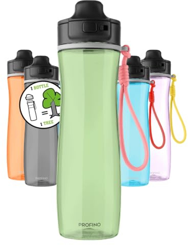 PROFINO Active Sportflasche 750 ml, Grün, Tritan, Flip-Cap, BPA-frei | Wasserflasche aus BPA-freiem Tritan, auslaufsicher, spülmaschinengeeignet, für Sport und Outdoor, 23 × 7 cm