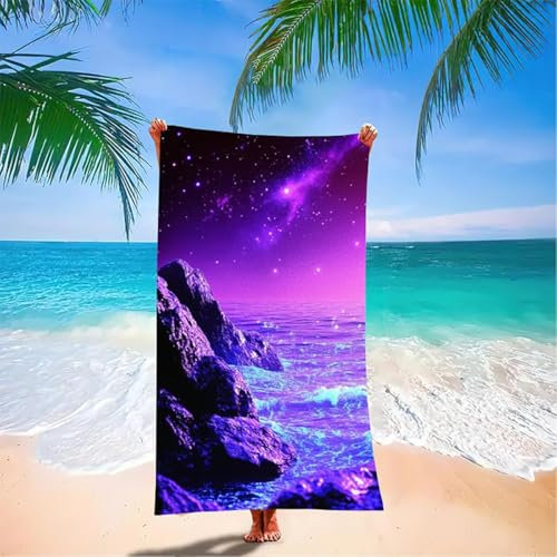 Telo Mare Mare Asciugamano Microfibra Viola Grande 180 x 90 cm Asciugamano Palestra Uomo Telo Mare, Asciugatura Rapida, Assorbente, Antisabbia Leggero Stuoia Spiaggia per Palestra, Viaggi Nuoto CG-2