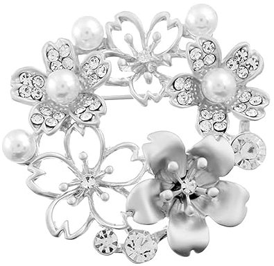 Healvian Ausgehöhlte Blumenbrosche Aus Legierung in Antik Silber Mit Perle Blütenkragen Anstecknadel Für Damen Elegantes Bekleidungszubehör Für Büro Und Party