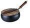 Pentola tradizionale in ferro forgiato a mano, piccola padella tradizionale in metallo non rivestito, con pareti spesse, base pesante per rosolare (pentola da 28 cm + coperchio in legno)