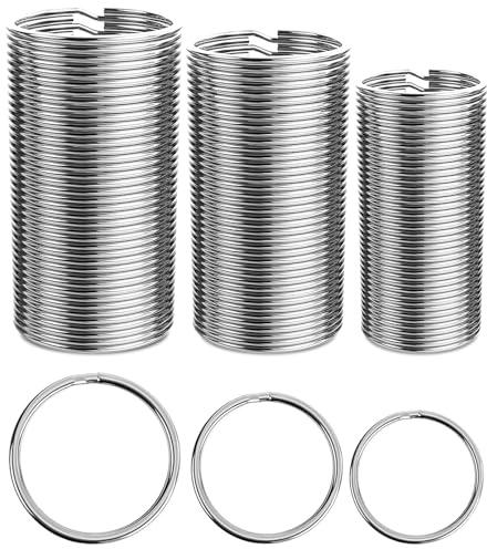 Porte-clés en Acier Inoxydable,120 Pièces Anneau Porte-Clés Anneaux 20/25/30 mm Pendentifs Faits à Main,Anneaux en Acier Inoxydable pour Clé de Voiture Maison Bureau Arts Artisanat (Argent)