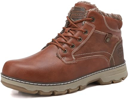 ARRIGO BELLO Botas Hombre Invierno Zapatos de Nieve Botines Cuero Cálido Trekking Boots Antideslizante Marrón 43