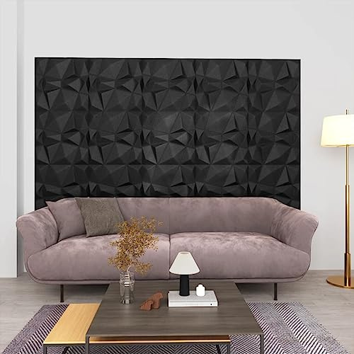 Akustik Paneele Gaming Wandpaneele,3D-Wandpaneele 24 Stk. 50x50 cm Diamant Schwarz 6 m²,Zimmer Deko für Küche, Balkon, Schlafzimmer, Wohnzimmer