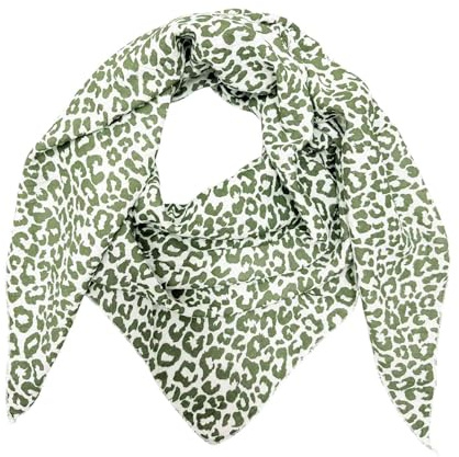 Leopard Dreieck Schal aus 100% Baumwolle Frühling Unisex Uni Fashion Stola Tuch Übergangszeit Italy Sommer Strickschal Strick Tuch Leo