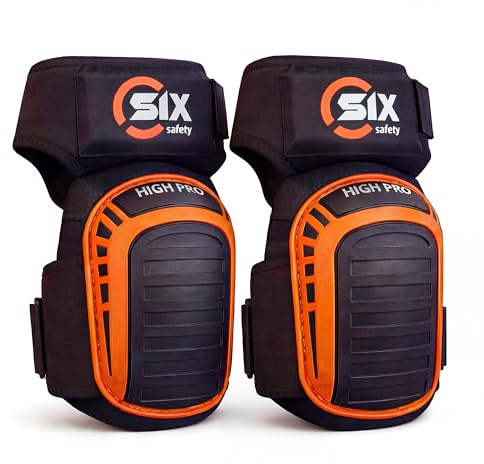 SIX SAFETY Ginocchiere Lavoro Professionali High Pro – Doppio Gel EVA, Guscio TPR Antiscivolo, Neoprene Traspirante e Nylon Balistico, per Muratore Piastrellista Edilizia