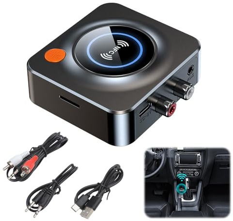 Receptor Audio Bluetooth 5.3 Inalámbrico | Adaptador Bluetooth de Baja Latencia con NFC/3.5mm AUX/RCA/TF Ranura para Tarjetas para Altavoz Home Stereo