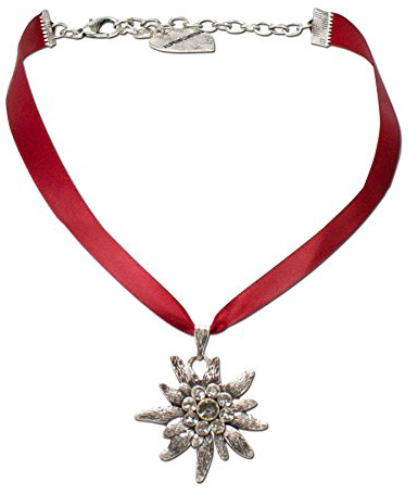 Alpenflüstern Satin-Trachtenkette Strass-Edelweiß - Damen-Trachtenschmuck Dirndlkette in traditionellen Farben DHK115