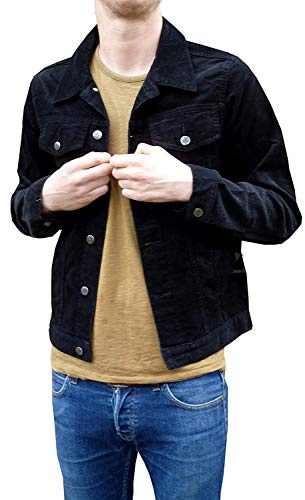 Fuzzdandy New Retro Vintage Mens Black Cord Corduroy Western Jacket 60s 70s s m l XL XXL (Small)