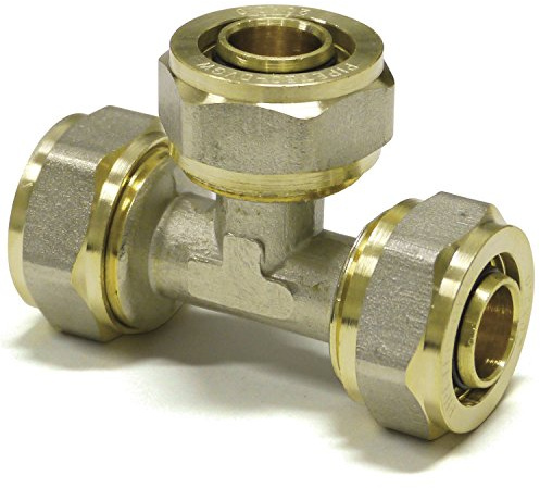 EasyFIX T-Stück Schraubfitting Klemmringverschraubung DVGW für Mehrschichtverbundrohr T-Stück (20 mm)