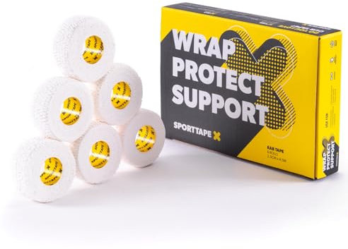 6 Rolls - SPORTTAPE EAB Tape - 2.5cm x 4.5m - Tearable Elastic Adhesive Bandage | Thumb Tape, Toe Tape, Hand & Finger Strapping Tape, Golf Tape & Weightlifting Tape | First Aid Tape & Medical Tape