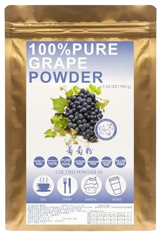 Plant Gift 100% Pure Grape powder 葡萄粉 Naturligt måltidspulver, vildodlad och frystorkad, naturlig smak för dryck, smoothie och bakning, inga GMO 100G