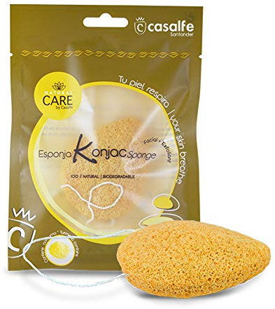 Casalfe Konjac Facial Sponge, 100% biodegradabile, Turmeric, Soft Exfoliation, Loofah