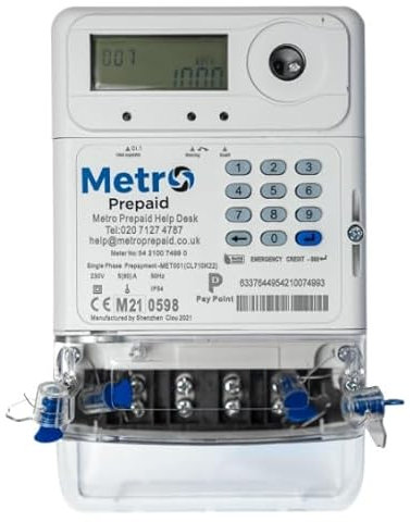 Metro Prepayment Electric Meter. Top-up via PayPoint, Paypal, Online or Barclays Bank