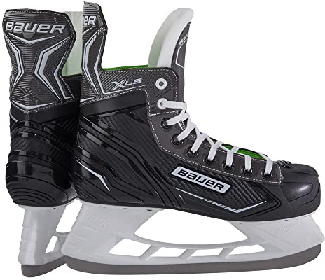 Bauer Herren Schlittschuhe X-LS für Eishockey, Eislaufschuhe Größe 44,5 Edelstahlkufen, schwarz
