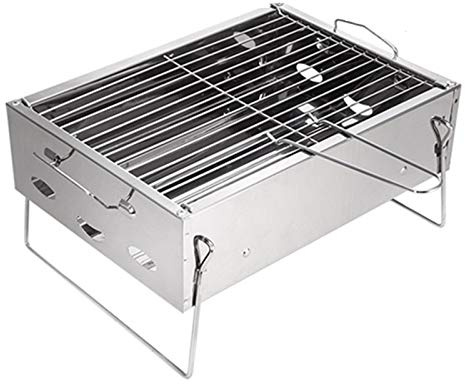 Stainless Steel BBQ Barbecue Grill, Portable Folding Charcoal BBQ Grill Table Barbecue for Garden Terrace Hiking Picnics Party