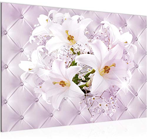 Runa Art Bild Blumen Lilien Modern Wandbilder Wohnzimmer 1 Teilig - Made In Germany - Abstrakt Rosa Lila Flur 030415b