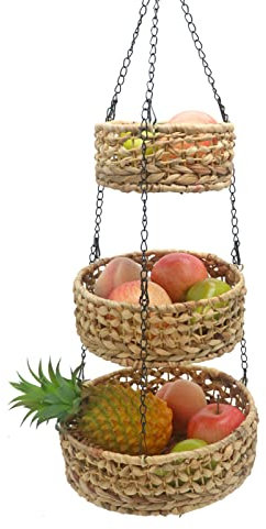 Panier de Fruits Suspendu, Panier de Fruits Suspendu à 3 Couches Paniers d'herbes Marines Panier Suspendu de Fruits pour Paniers de Rangement de Restaurants de Cuisine (Longueur 85cm)