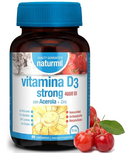 Vitamina D3 4000 UI con Acerola y Zinc - Inmunidad - 90 Comp - DietMed | Favorece defensas fuertes y activas - Constribuye al mentenimiento de los huesos