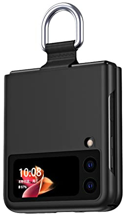 WEIOU Cover per Samsung Galaxy Z Flip3 (Z Flip 3) 5G, PC Antiurto Custodia Protettiva Case con Anello, Samsung Z Flip3 Ultra Sottile Opaco Antiscivolo Protezione Shell, Nero
