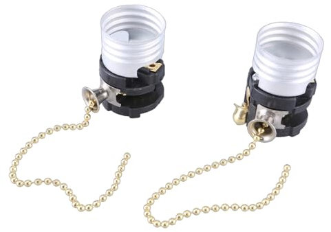 MHADBKH 2pcs Spegnere A Catena Leggera Porta della Lampada per Presa in Metallo Set Semplice Funte Metal Woching Lamp Parte con Swithes