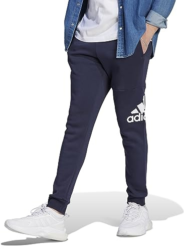 adidas Hombre Essentials Fleece Tapered Cuff Big Logo Pants, Legend Ink, M