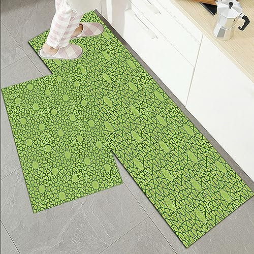Küchenläufer Küchenmatte 2 Stück 45x70cm+45x120cm,Modern, Leder wie natürliche zeitgenössische Bild mit Sternen geometri,Rutschfest Pflegeleicht, Anti-Müdigkeit Küchenteppich Teppich Läufer für Küche
