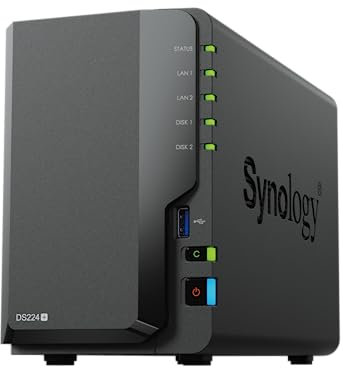 Synology DS224+ 8TB 2 Bay NAS Solution installed with 2 x 4TB HAT3300 Drives