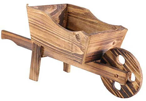 HELVES Garden Plant Planter Wooden Wagon Planter Wheelbarrow Decoration for Indoor Outdoor - 45x19x20cm