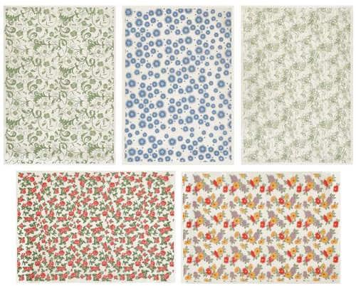WEBEEDY 5 Stile Unterglasur Transfers 54x37cm Blumen Transfer Aufkleber | Keramik Aufkleber Für Töpferwaren, Porzellan-Keramik-Ton, Glasur-Transferpapierblätter,Wasserrutsch,Halloween Christmas
