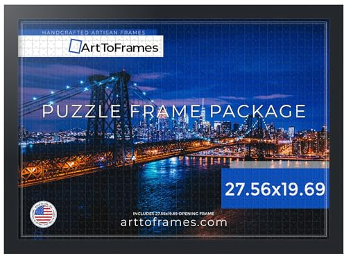 ArtToFrames 27.56x19.69 INCH/70x50 CM Black Frame for 1000 Piece Puzzles.This 1.25 Inch Custom MDF Puzzle Frame is Black - Comes with Economy Acrylic (PuzzleFRBW72079-27.56x19.69)