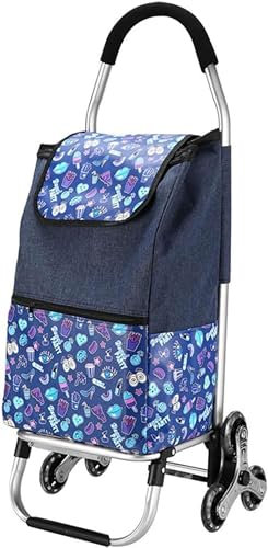 35L Klappbar Einkaufswagen Trolley Treppensteiger, Einkaufstrolley 6 Räder， multifunktional Einkaufsroller abnehmbare Tasche Rollen Einkaufswagen Wagen Große Kapazität Einkaufswagen Wagen-Blue Blau