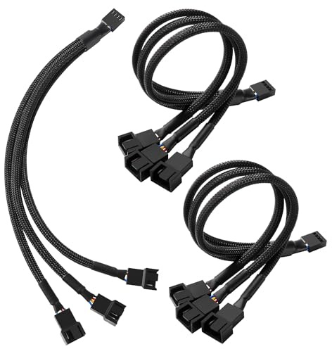 KUOQIY 3 Stücke Computer PC Lüfter Stromkabel 1-zu-3 Konverter, 4-poliges PWM Lüfter Splitter Kabel, 3-Wege PWM Lüfter Splitterkabel, für Computer Gehäuse 4/3-polig Kühler