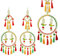 Set of 2 Door Hanging with Artificial Mogra Flower - Round Frame Wooden Parrot String Hanging for Home Wall Temple Door Festival Decoration (Size: 24)