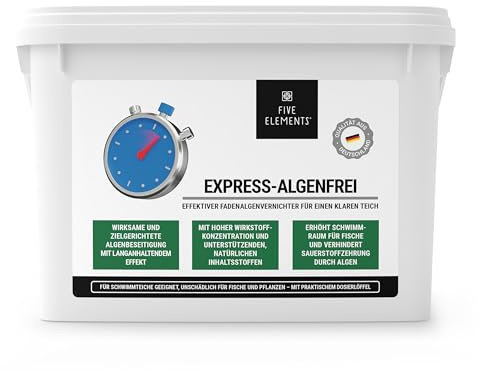 FIVE ELEMENTS® Express-Algenfrei | 2025: Verbesserte Formel | hochwirksamer Fadenalgenvernichter für einen klaren Teich | Granulat | 4,5 kg