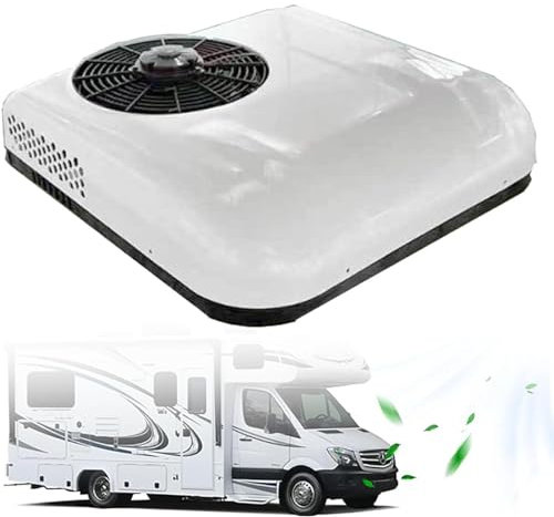 12V/24V DC RV Climatiseur RV Climatiseur de Toit,Climatiseur de Stationnement Électrique Camping-Car Système de Climatisation pour Voiture RV Camion Camper,White-12v