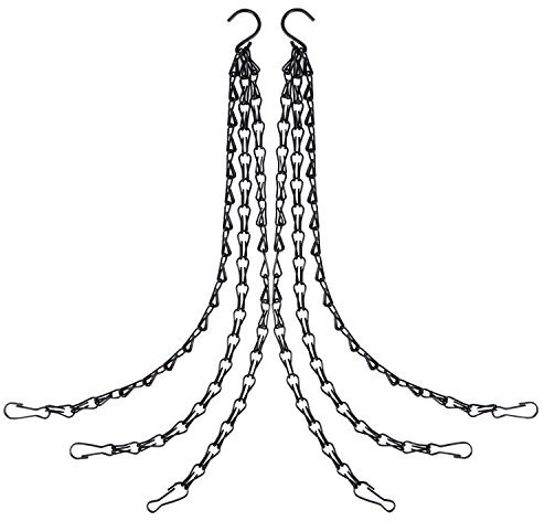 2 Pack 20 inches Flower Pot Basket Chains, Black Hanging Basket Chain, 3 Point Replacement Chain Hangers for Lanterns, Bird Feeders, Planter and Other Ornaments(Black)