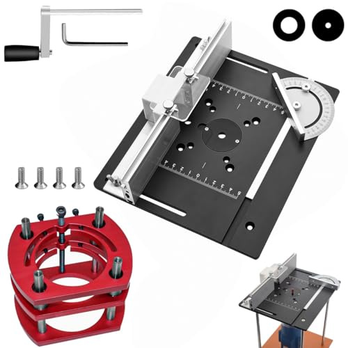 Router Lift Set, Frästisch für Oberfräse mit Frästisch Einlegeplatte, Aluminiumlegierung Planfräsvorrichtung, Router Table, für Nuten Zapfenschneiden Besäumen und Anfasen