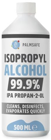 Isopropanol Alcohol IPA 99.99% 500ml Disinfectant for Household, Hospitals Office - Electronics, Stains, Grease, Glue and Paint Cleaner Easy Pour
