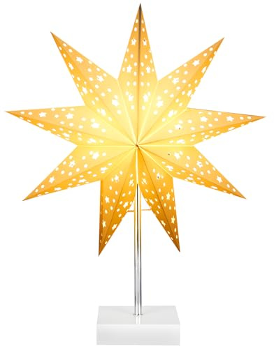 Recitem Beleuchteter Weihnachtsstern – LED-Papierstern Tischlampe für weihnachtliche Deko, ideal als Fensterdeko, Weihnachtsbeleuchtung für innen und stimmungsvolle Lichterkette (Stil 1)
