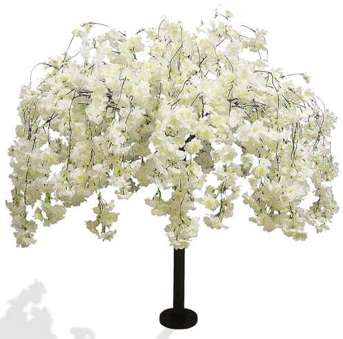 HJDSUDU Árbol de Cerezo Artificial de 4 pies, decoración de Cerezo Blanco, Enredadera de Cerezo Artificial, árbol de Deseos Hecho a Mano para Interiores, Cerezo llorón Falso, para Fiestas