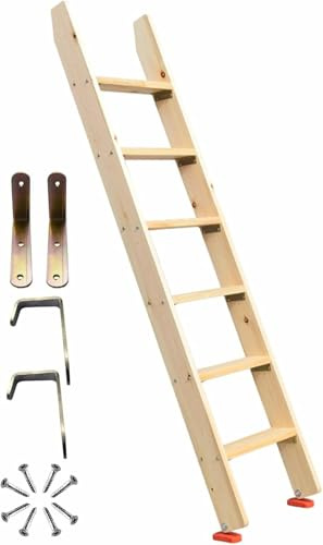 SAFWELAU Step Climb Ladder Loft Ladder with 3.9 Wide Steps & Hooks Brackets, Lightweight Replacement Ladder, Floor Standing Universal Ladder for Dorm Camper Rv(130cm/4.2ft/51.1 High)