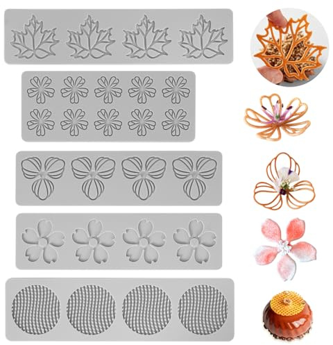 5 Pièce Moule Silicone Patisserie, Moule Patisserie Moules à Pâtisserie, 5 Formes Moule Bonbon Silicone Sans BPA, Moule En Silicone Patisserie