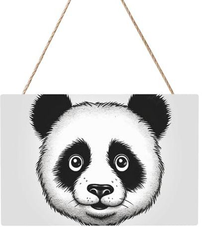 Holzkreise zum Basteln, 20,3 x 30,5 cm, Holzscheiben, Anime, Panda, Gesicht, Holztürhänger, Schild, hängend, rechteckige Holzscheiben mit Bindfaden, Holzornament für Schild, Türhänger, Zuhause, Urlaub