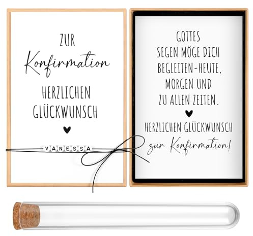 Namalu Konfirmation Geschenke Set - Geldgeschenke zur Konfirmation inklusive Buchstabenperlen für Armbänder Selbst Gemacht, Konfirmationskarte, Reagenzglas, Elastisches Band und Geschenkbox