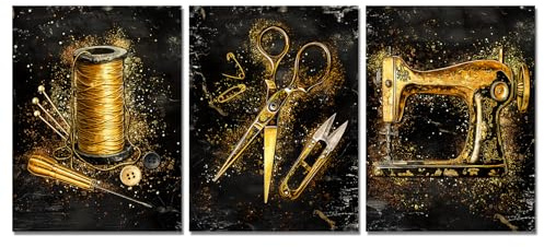 Kalormore Sewing Machine Room Wall Decor Fashion Aesthetics Decorartios Wall Art for Sewing Lovers Sewist Tailor Posters Prints Easy to Hang 12x16x3pcs