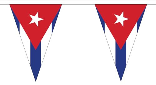 Banderines de bandera de Cuba, triángulo de 5 m, tamaño grande, 12 banderas FlagSuperstore