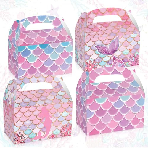 12PCS Mermaid Party Favor Bags Under the Sea Party Goodie Bags | Marine Sea Animals Treat Bags Reusable for Girls Birthday Baby Shower Bridal Shower
