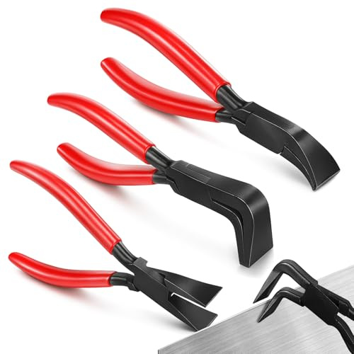 Pince à Plier la Tôle 3Pièces, Pinces Pliantes( 180°, 45°, 90°) avec Mâchoire 22mm, Outil Couvreur, Pince à Cintrer, Pinces à Tôle pour Plier, Lisser Tôles, Automobile et Bricolage, Grignoteuse Métal