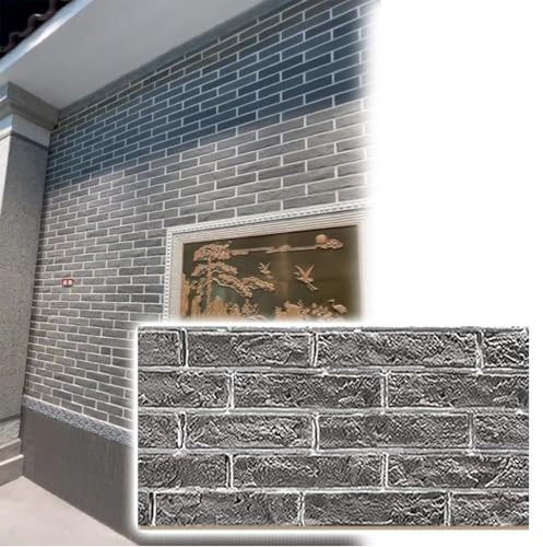 Exterior Wall Paneling Grey Faux Brick 120x30 120x60 Cm, Fire-Retardant Wall Cladding for Kitchen/Bedroom/Living Room/Balcony/Back of Counter, Wall Tiles PU(120x30cm,3 Pack)